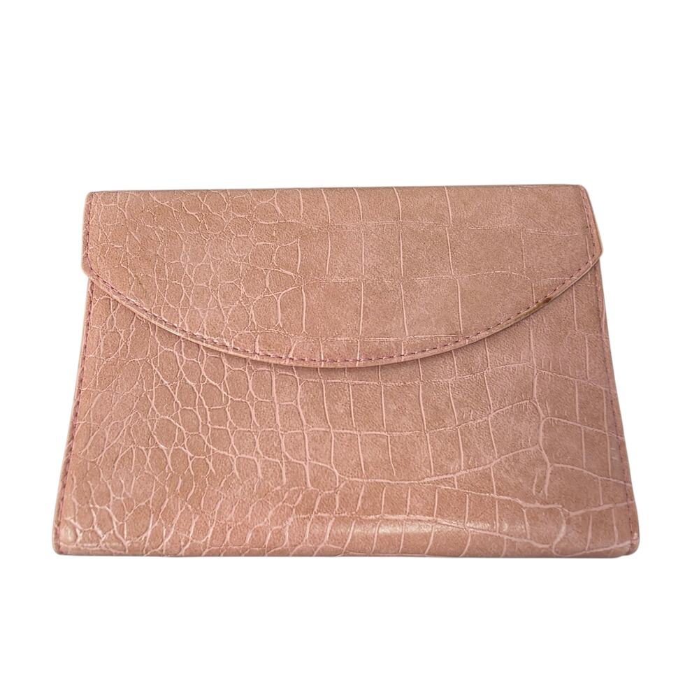 Vintage Pink Croc-Embossed Leatherette 6-Ring Planner Organizer (2003)